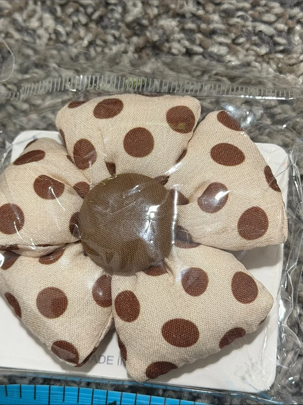 Polka Dot Flower Hair Clips - Beige and Brown Kids Accessory